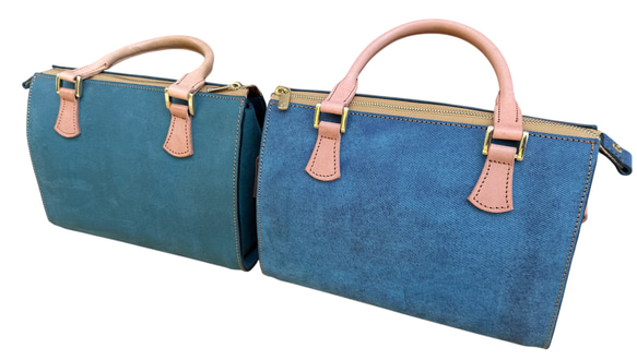 本革ハンドバッグ　ミニトレジャー　ブルー 6枚目の画像