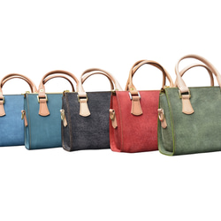 本革ハンドバッグ　ミニトレジャー　ブルー 5枚目の画像