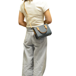 本革ハンドバッグ　ミニトレジャー　ブルー 3枚目の画像