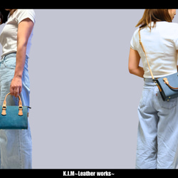 本革ハンドバッグ　ミニトレジャー　ブルー 1枚目の画像