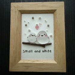 シーグラスアート シマエナガ5 「白い恋人」 イラスト kanny-mac 通販