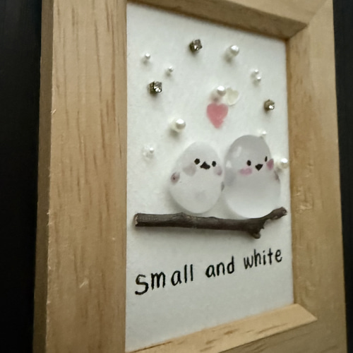 シーグラスアート シマエナガ5 「白い恋人」 イラスト kanny-mac 通販