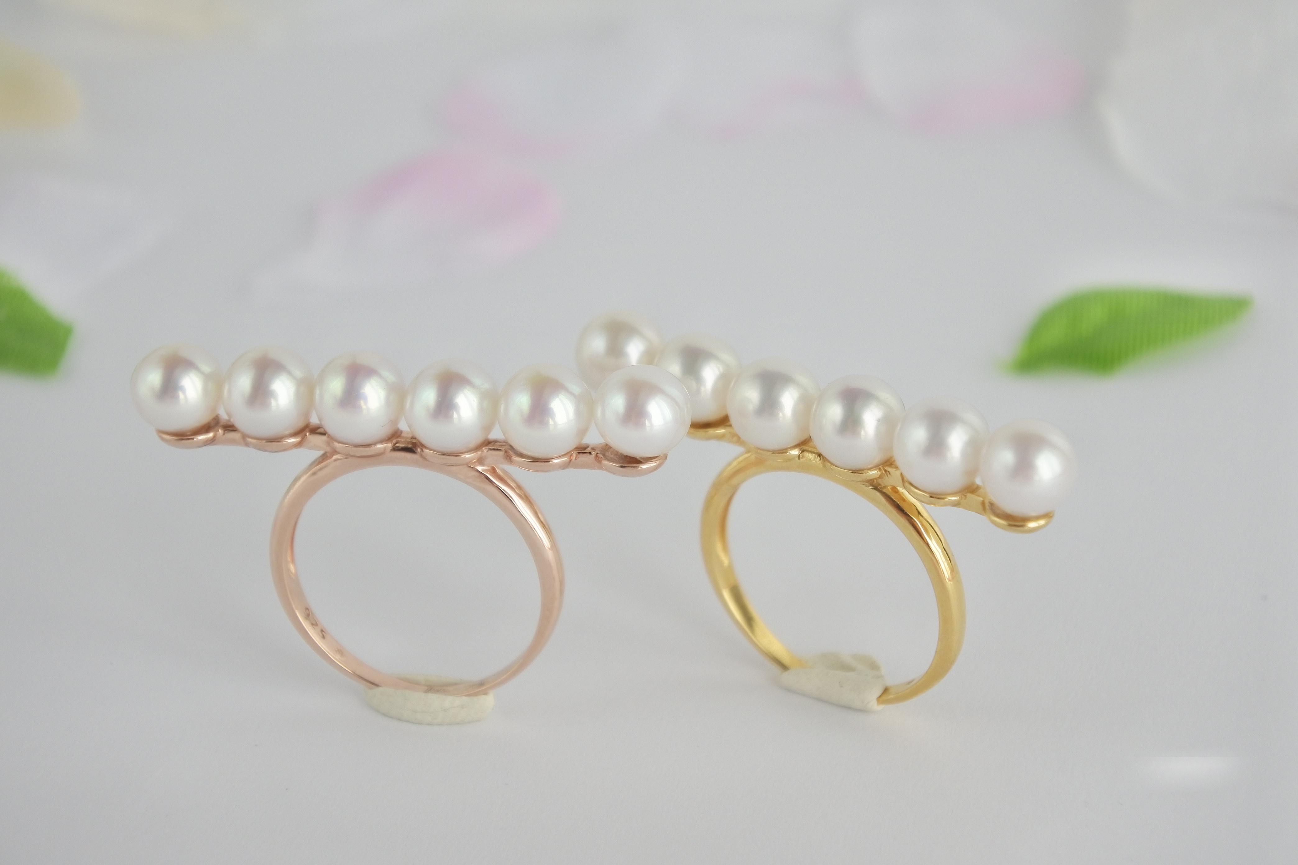 上品な輝きの淡水パール６個リング（ゴールド／ピンクゴールド） 11,900円