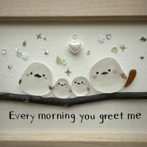 シーグラスアート シマエナガ6 「粉雪」 イラスト kanny-mac 通販