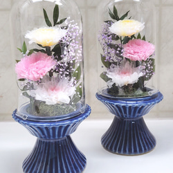 仏花ガラスドーム中対ことね菊 仏花ガラスドーム小対ポンポン菊 - メルカリ