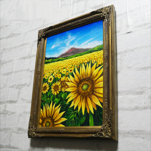 油絵 絵画 【富士山が見えるひまわり畑】 油絵 絵画【富士山が見えるひまわり畑】 絵画 HR 通販