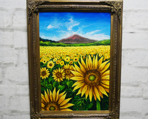 油絵 油彩 油彩画 絵 絵画【ひまわり広場】 油絵 油彩 油彩画 絵 絵画【ひまわりの丘】 | HIROSHI1990