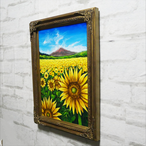油絵 絵画 【富士山が見えるひまわり畑】 油絵 絵画【富士山が見えるひまわり畑】 絵画 HR 通販