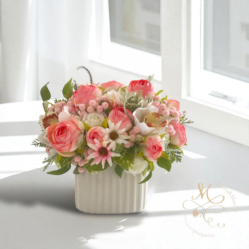 陶器製花瓶 花のアレンジメント フラワーアレンジメント 上品に華やぐ空間へ｜フラワーギフト 光触媒