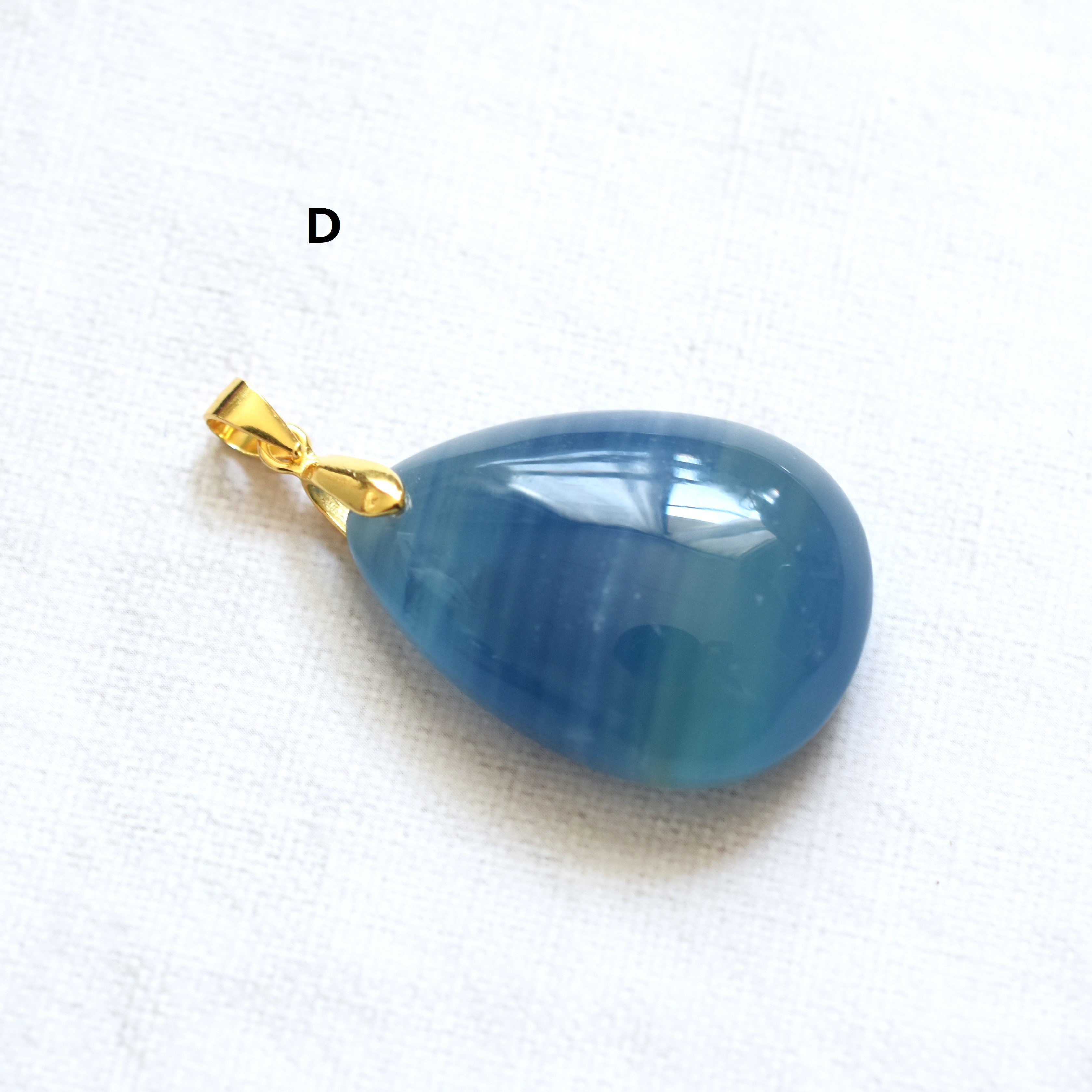 【選べる・1点もの】天然　デニムブルー　バンデッドカルサイト　革コードネックレス85cm