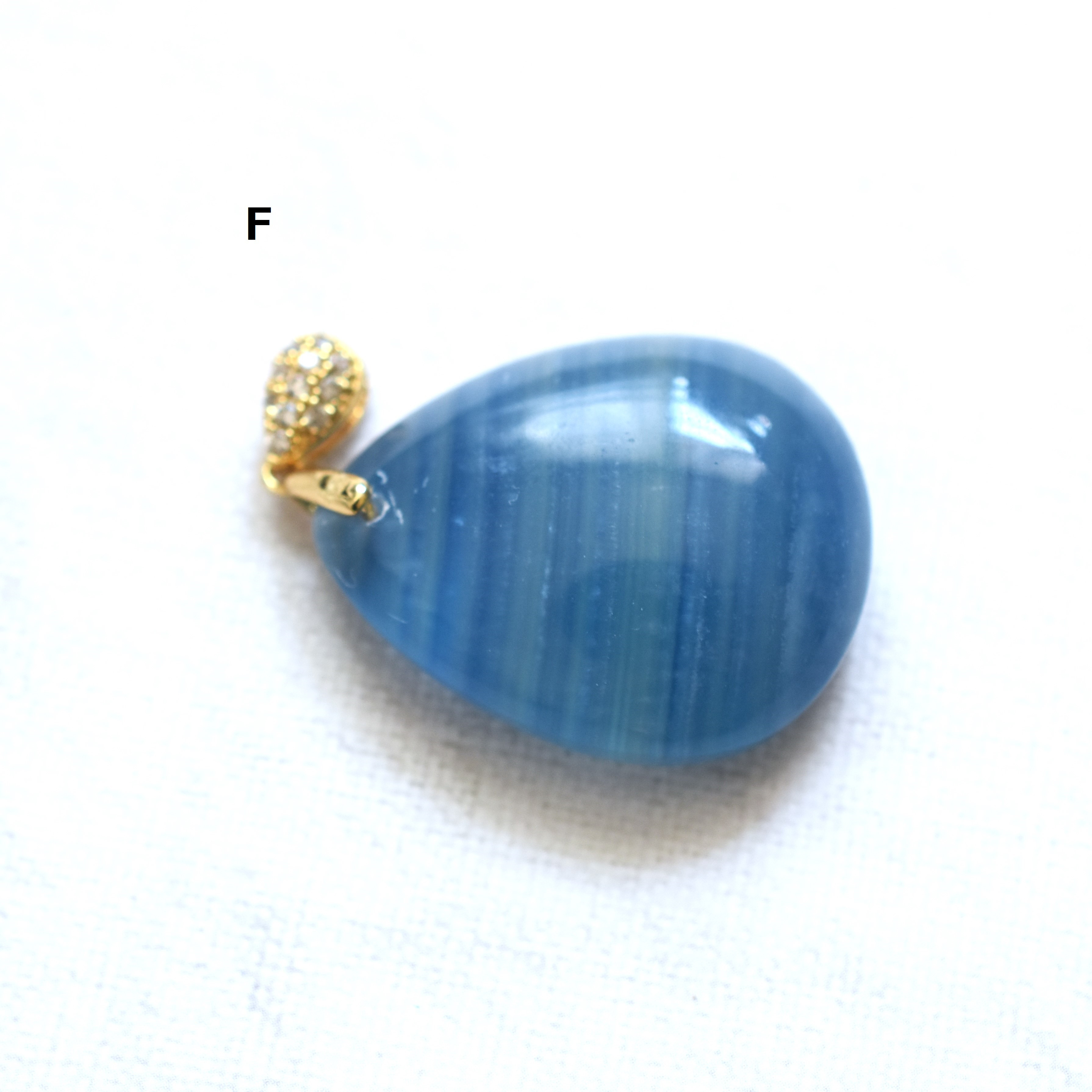 【選べる・1点もの】天然　デニムブルー　バンデッドカルサイト　革コードネックレス85cm