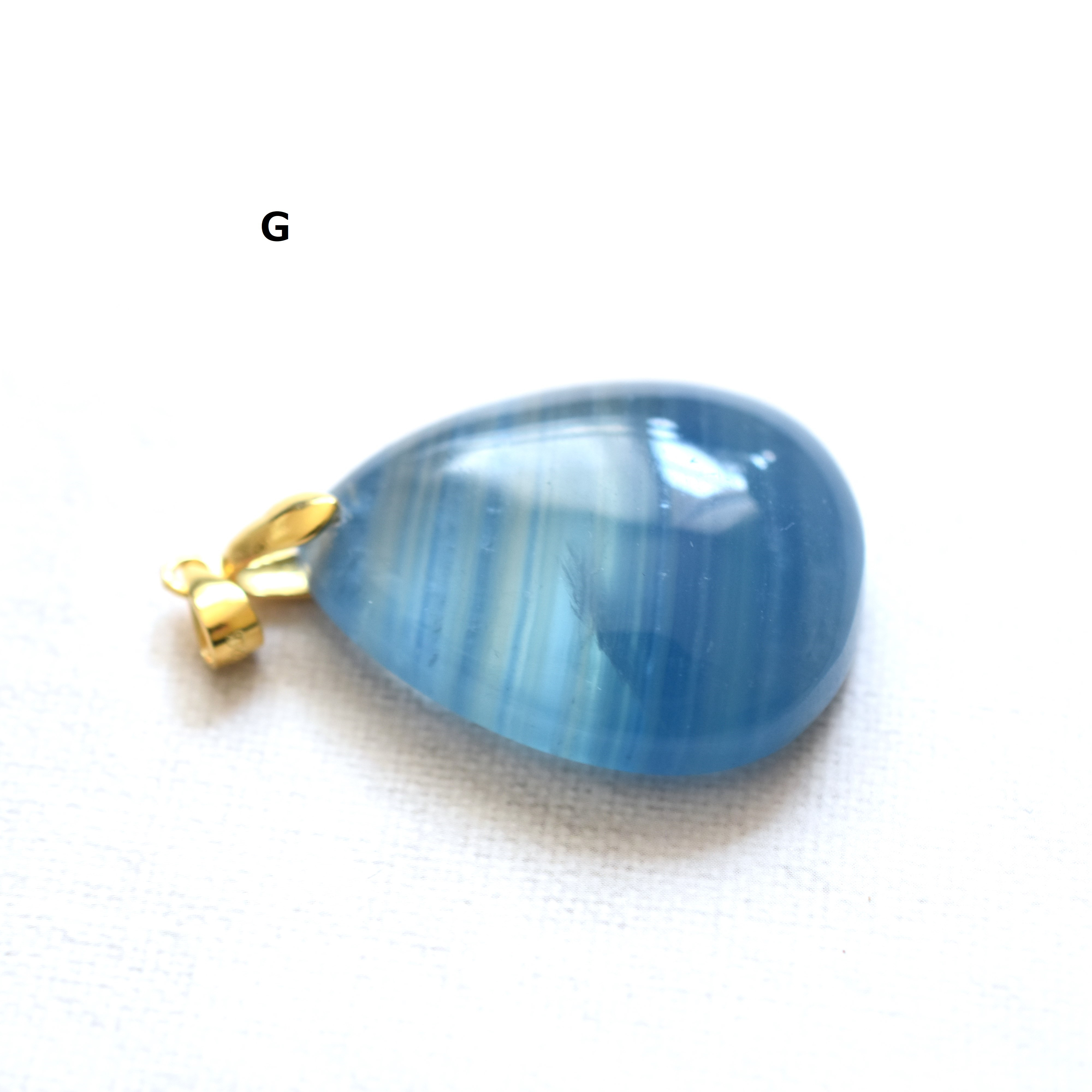 【選べる・1点もの】天然　デニムブルー　バンデッドカルサイト　革コードネックレス85cm