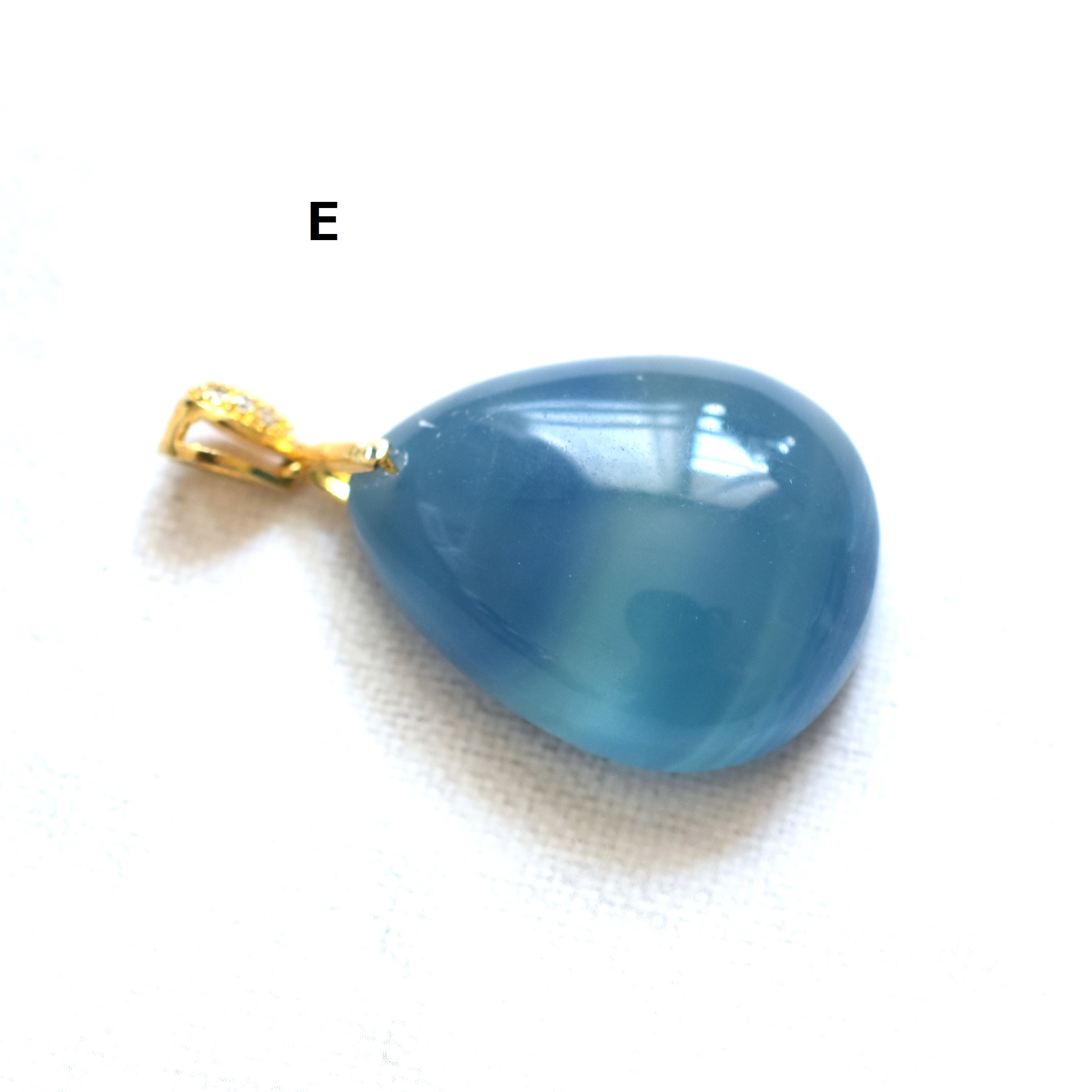 【選べる・1点もの】天然　デニムブルー　バンデッドカルサイト　革コードネックレス85cm