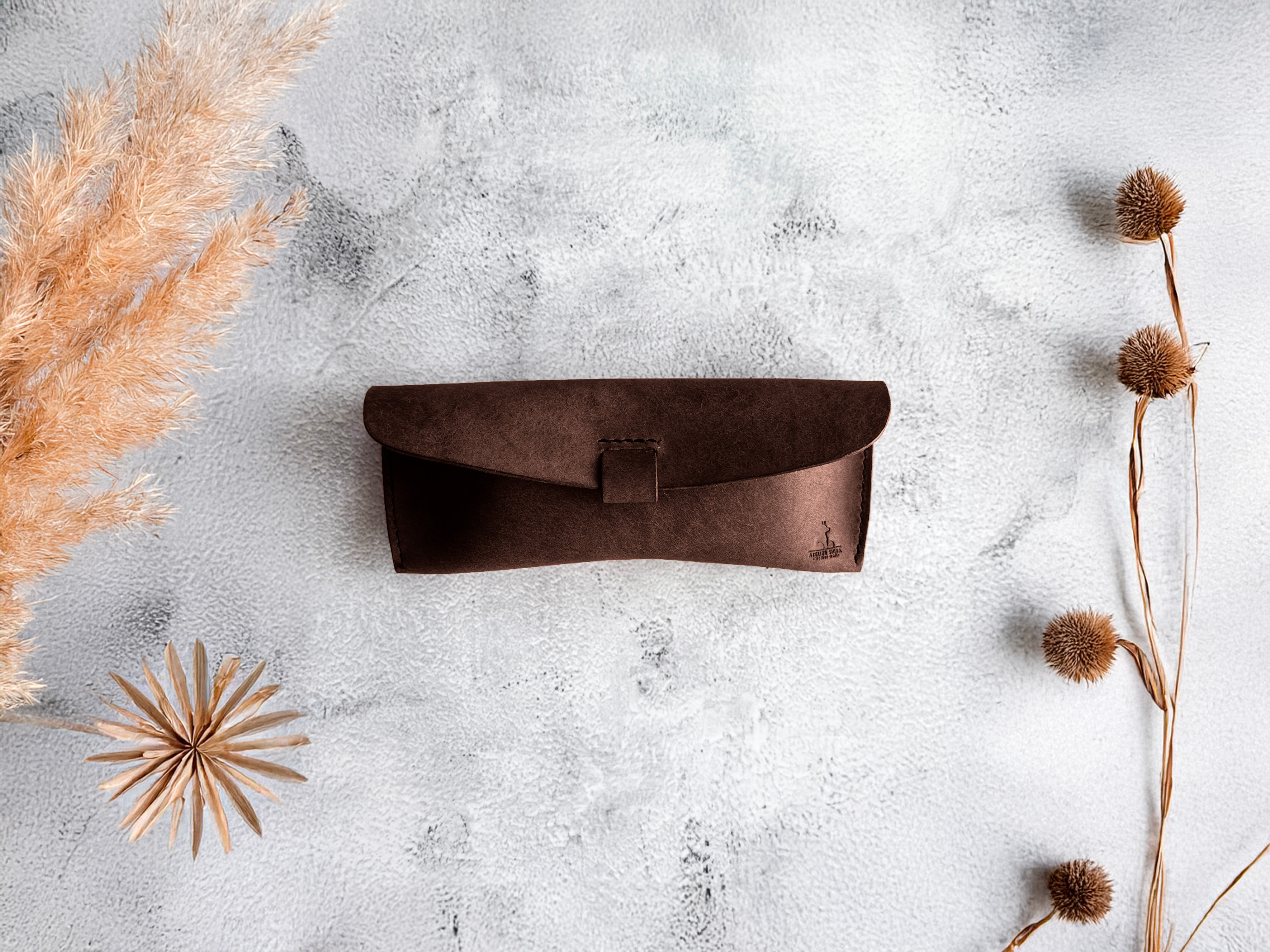 メガネケース　本革　ｲﾀﾘｱﾝﾚｻﾞｰ　DarkBrown　ダークブラウン