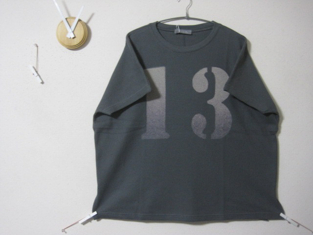 １点物　ワッフルT　ラージナンバー【13】チャコール　ワッフル/リンガー/ダーク/ワンピース/ガゼット
