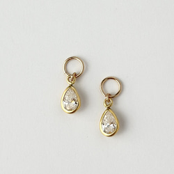 14kgf AAA モアサナイト ピアスチャーム [ ゴールド 華奢