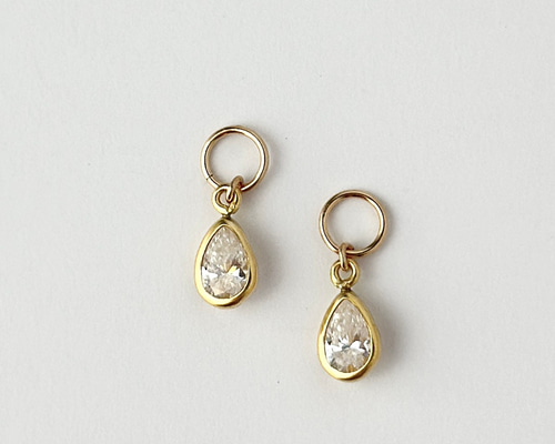 14kgf AAA モアサナイト ピアスチャーム [ ゴールド 華奢