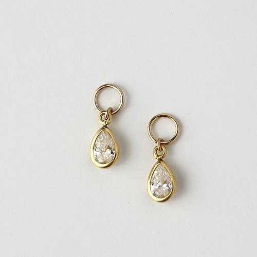 14kgf AAA モアサナイト ピアスチャーム [ ゴールド 華奢