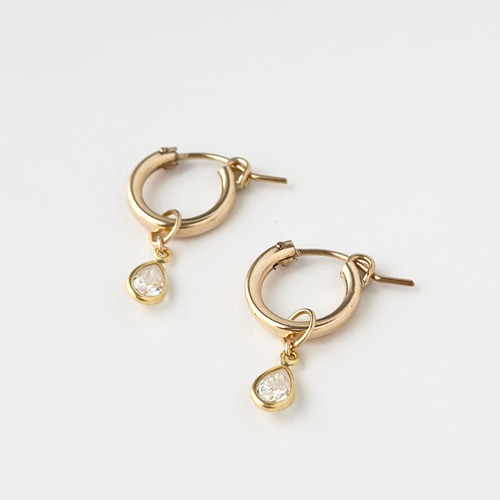 K14GF　モアッサナイト　ピアスチャーム　MC　チャーム 14kgf AAA モアサナイト ピアスチャーム [ ゴールド 華奢