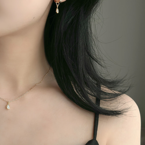 14kgf AAA モアサナイト ピアスチャーム [ ゴールド 華奢