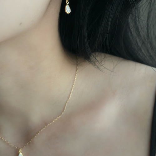 14kgf AAA モアサナイト ピアスチャーム [ ゴールド 華奢