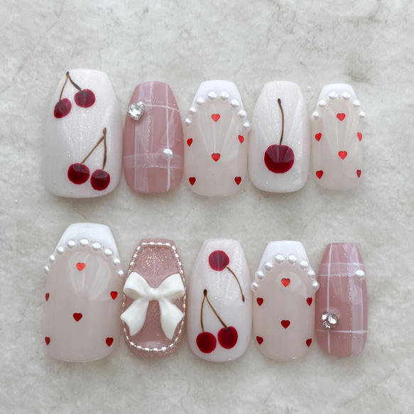 ネイルチップ 韓国 ワンホン ピンク キラキラ ガラスフレンチ 量産型 #8 ネイルチップ 量産型 フレンチネイル キラキラ 韓国 ワンホン