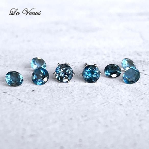 ✴︎つけっぱなしOK✴︎ 天然 ロンドンブルートパーズ 一粒ピアス 4mm 316 サージカルステンレス 両耳用 6枚目の画像