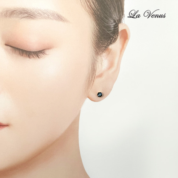 ✴︎つけっぱなしOK✴︎ 天然 ロンドンブルートパーズ 一粒ピアス 4mm 316 サージカルステンレス 両耳用 15枚目の画像