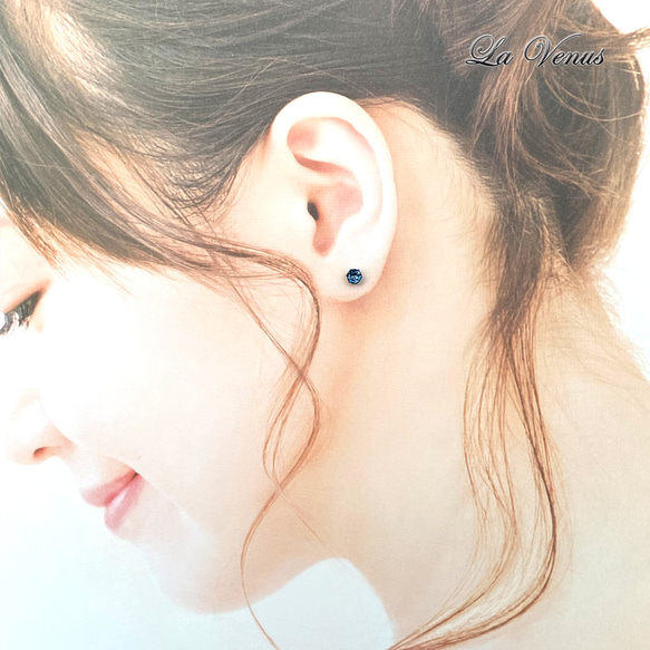 ✴︎つけっぱなしOK✴︎ 天然 ロンドンブルートパーズ 一粒ピアス 4mm 316 サージカルステンレス 両耳用 13枚目の画像