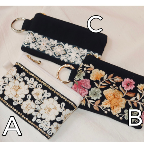 インド刺繍リボンのファスナーポーチ ポーチ iro 通販 19675722