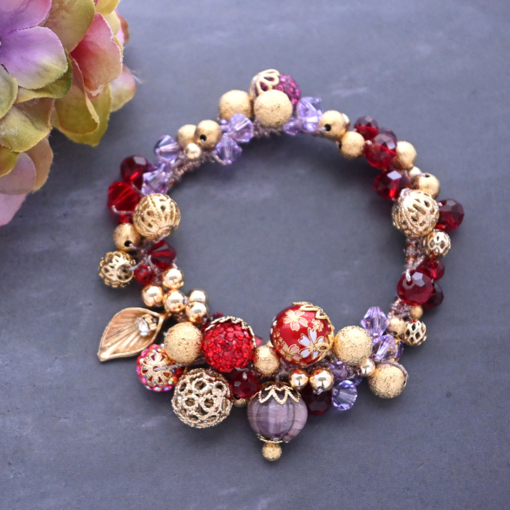 『雅』 和風 レトロ ビジュー シュシュ＊ブレスレット