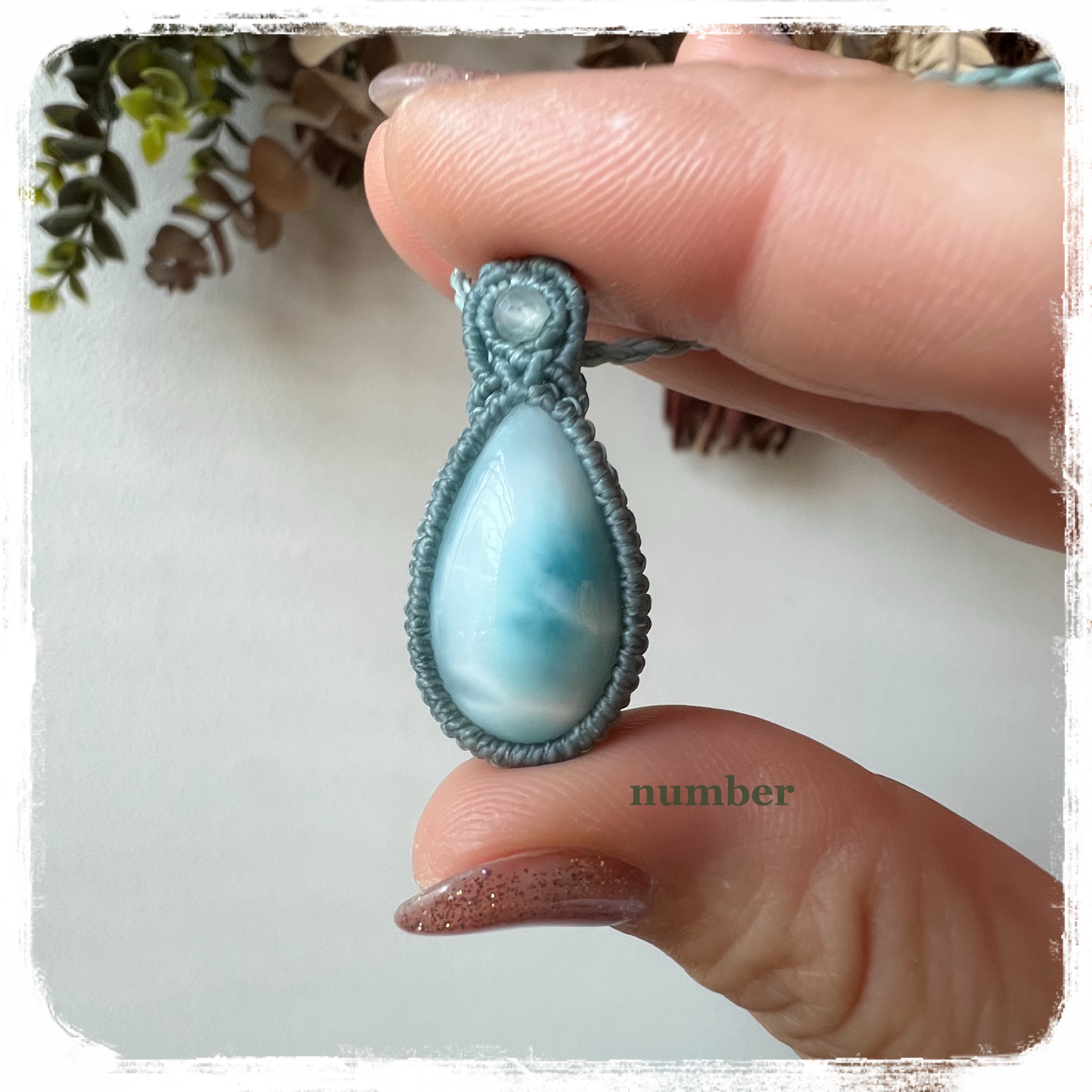 ★海の色★ラリマーのマクラメネックレス★