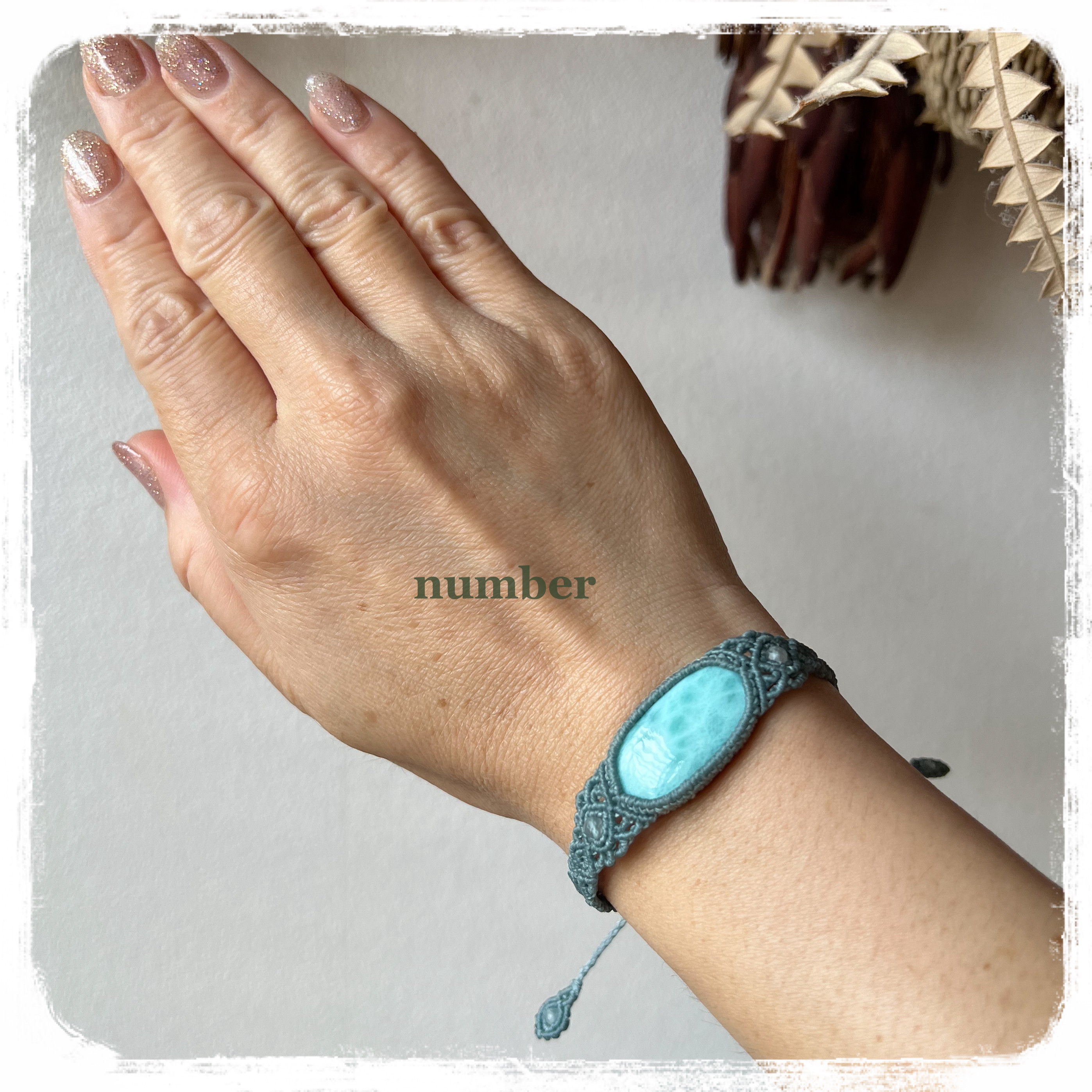 ★波の模様★ラリマーのマクラメブレスレット★