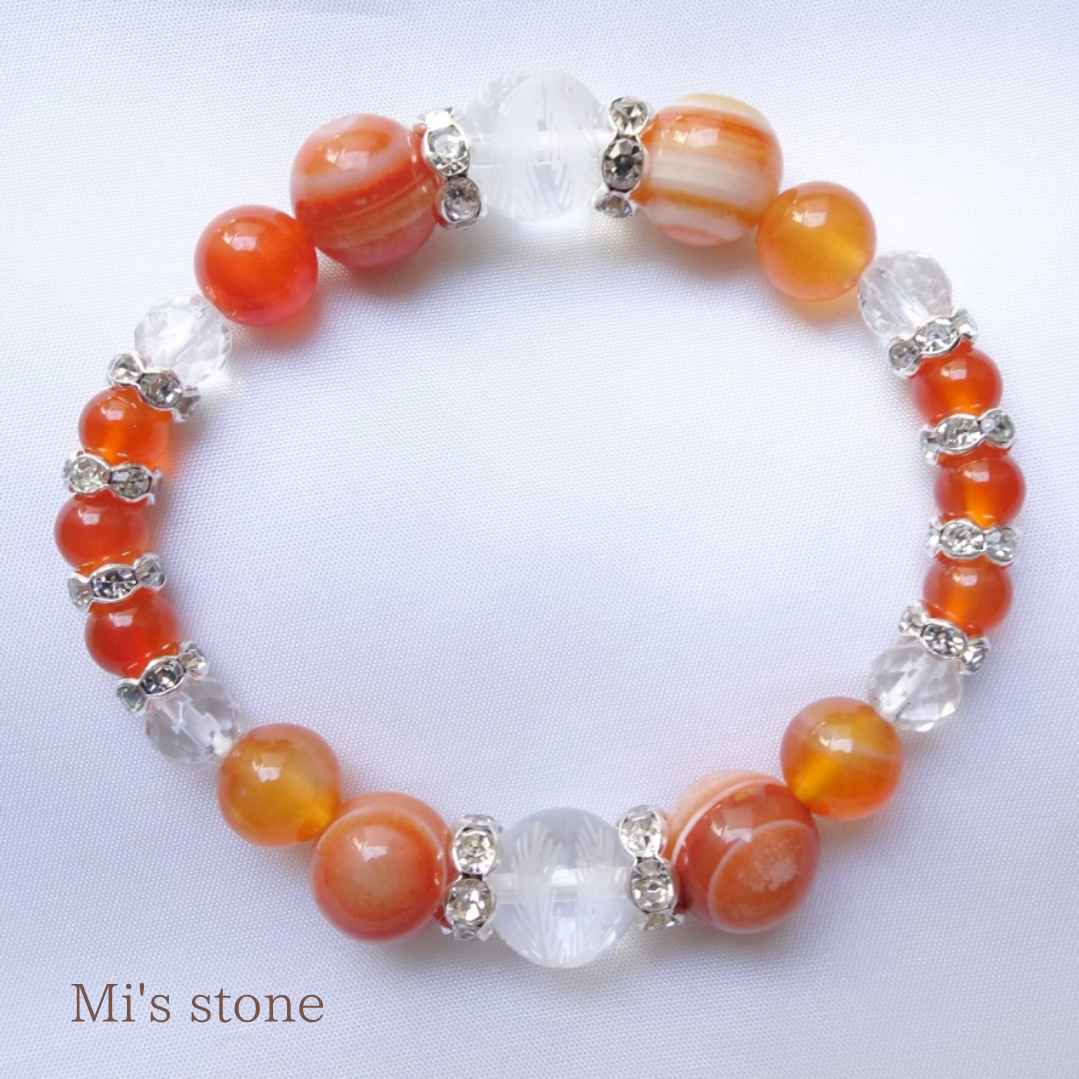 鳳凰×赤天眼石×カーネリアンの天然石ブレスレット