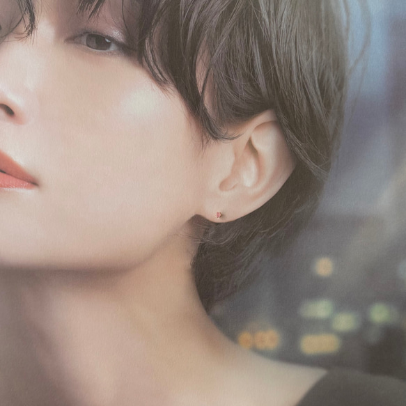 【つけっぱなし】 14kgf 2ミリ 超極小ピンクサファイアピアス 天然石ピアス 6枚目の画像