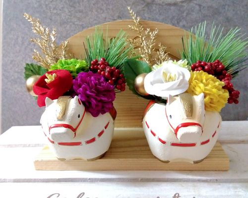 迎春 お正月置き飾り 和風アレンジメント 午年 受付 お祝い 記念日