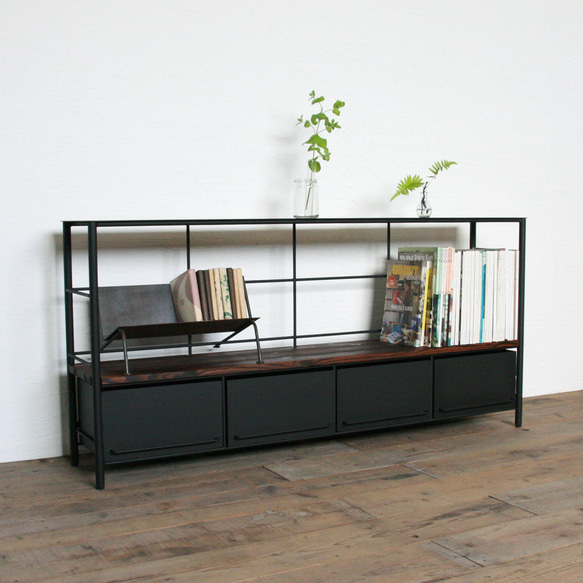 earlアールアイアンシェルフ 4段 木製棚