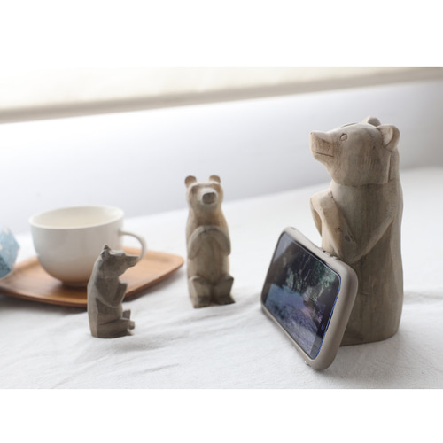 最終SALE 3体セット 天然無垢ウッド 木彫り お願い くまさん 熊