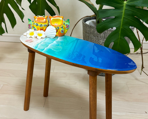 海レジンアート サーフボード型ミニテーブル プランター台 海雑貨