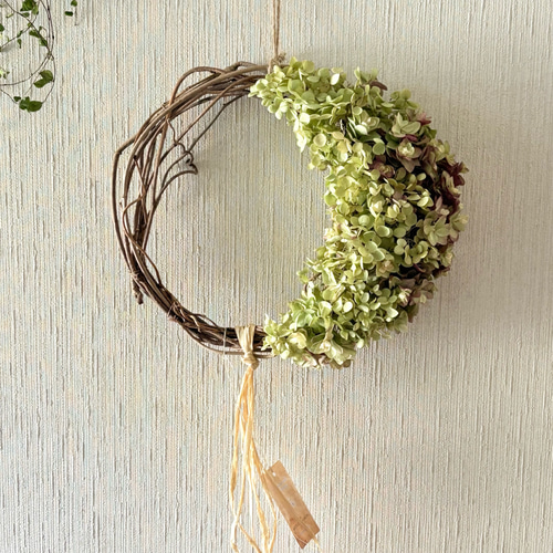 アジサイ ムーンリース 23×27cm ＊ 三日月リース 紫陽花 あじさい