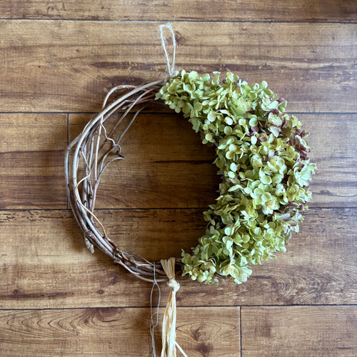 アジサイ ムーンリース 23×27cm ＊ 三日月リース 紫陽花 あじさい