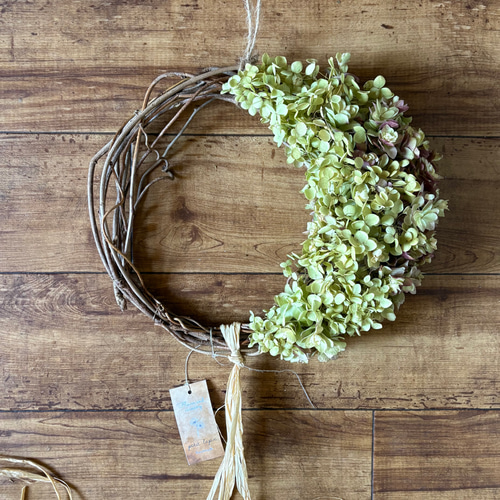 アジサイ ムーンリース 23×27cm ＊ 三日月リース 紫陽花