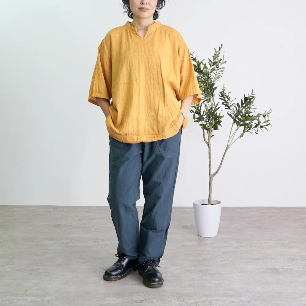 【福袋】キーネックガーゼT/オレンジ＋スッキリサルエルパンツ/ブラック