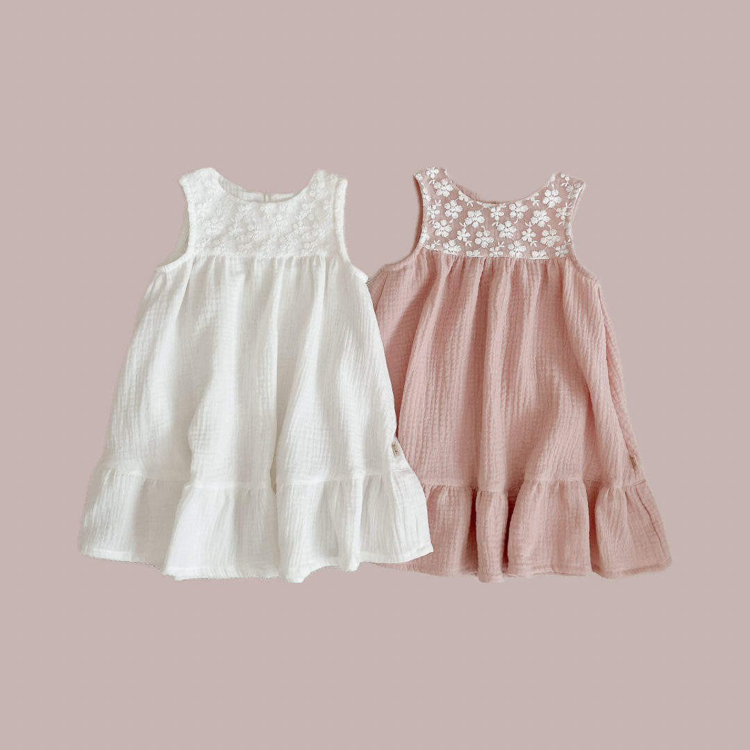 フラワーレース切替 ノースリーブワンピース｜ベビー・キッズ｜お揃いコーデ可