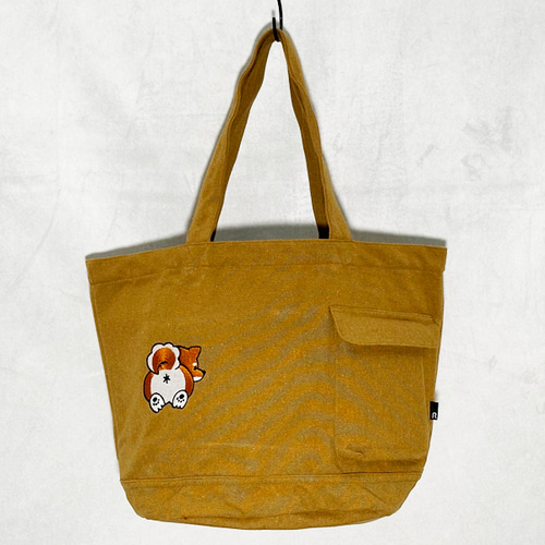 柴犬のお尻の刺繍 リサイクルコットンBIGトートバッグ