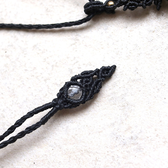 レインボームーンストーン天然石マクラメネックレスmac430エスニックエキゾチックな金属アレルギーフリーアクセサリー 6枚目の画像