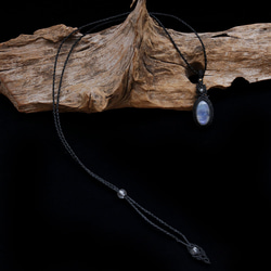 レインボームーンストーン天然石マクラメネックレスmac430エスニックエキゾチックな金属アレルギーフリーアクセサリー 5枚目の画像