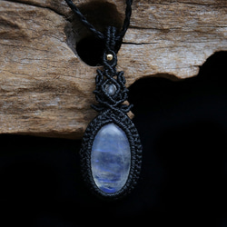 レインボームーンストーン天然石マクラメネックレスmac430エスニックエキゾチックな金属アレルギーフリーアクセサリー 2枚目の画像