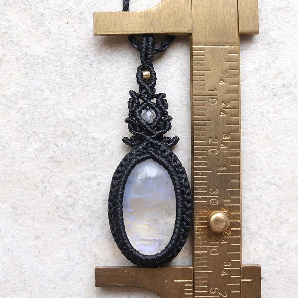 レインボームーンストーン天然石マクラメネックレスmac430エスニックエキゾチックな金属アレルギーフリーアクセサリー 10枚目の画像