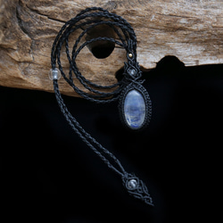 レインボームーンストーン天然石マクラメネックレスmac430エスニックエキゾチックな金属アレルギーフリーアクセサリー 9枚目の画像